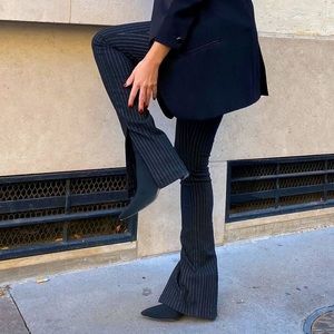 NA-KD brand new split-hem, pinstripe, high-waist flare pants.